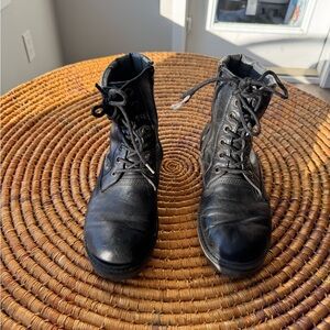Timberland Black Leather Combat Boots with Laces